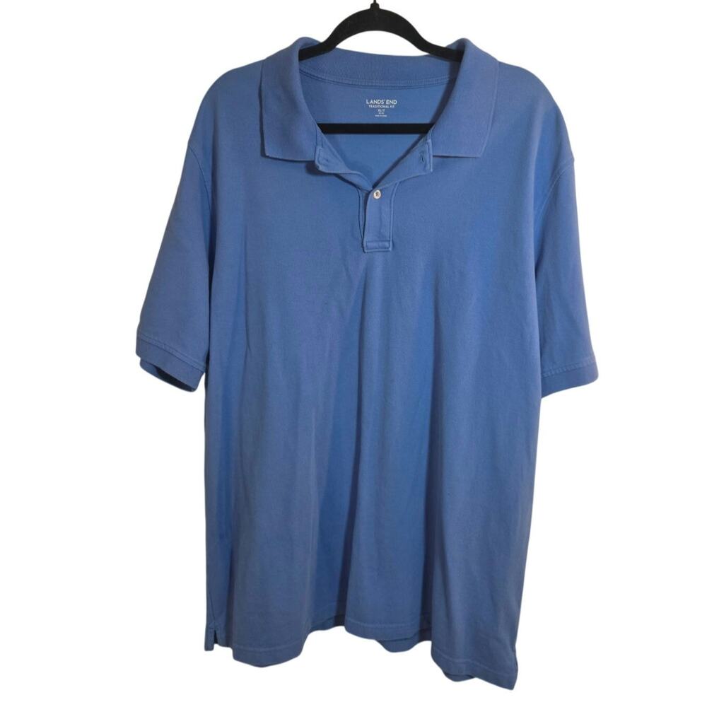 Lands' End Men's Blue Polo Shirt XL Tall Traditional Fit